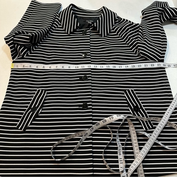 Nine West Women's Black & White Striped Jacket Size 14 Coat Cape [B35#71] - Picture 6 of 12
